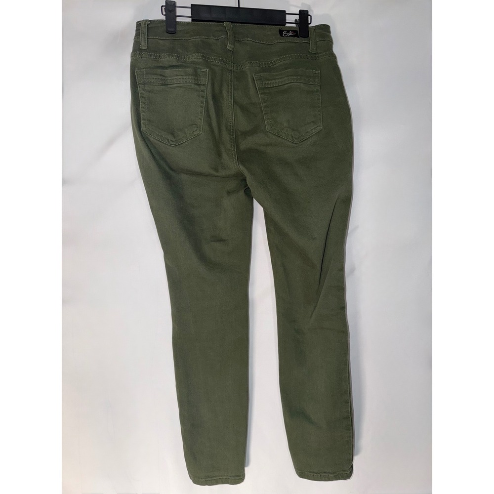 Earl Jean Womens Olive Green Floral Embroidered Skinny Ankle Pants Size 10 - Picture 7 of 12